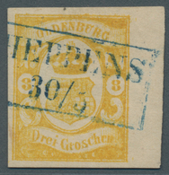 O Oldenburg - Marken Und Briefe: 1861: 3 Gr. Zitronengelb, In Frischer Farbe, Allseits Breitrandig, Re - Oldenburg