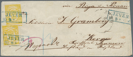 Br Oldenburg - Marken Und Briefe: 1861: 3 Gr. Zitronengelb, Sehr Seltene Mehrfachfranktur Von 2 Exempla - Oldenburg