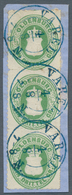 Brfst Oldenburg - Marken Und Briefe: 1862: Wappen ⅓ Gr. Grün, Eng Durchstochen, Senkrechter Dreierstreifen - Oldenburg
