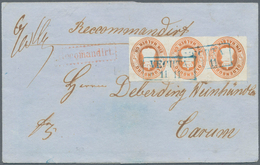 Br Oldenburg - Marken Und Briefe: 1862: Wappen ½ Gr. Orange, Eng Durchstochen, Waagerechter Dreierstrei - Oldenbourg