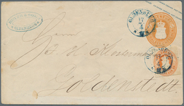 GA Oldenburg - Ganzsachen: 1863/64: Ganzsachen-Umschlag, Wertstempel Rechts, Lange Gummierung, ½ Gr. Or - Oldenburg