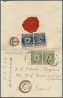 Br Korea: 1895/96: 5 P. Bluish Green And 10 P. Dull Blue, Each Second Printing Horizontal Pair, 5 P. Ca - Korea (...-1945)