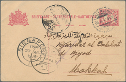 GA Saudi-Arabien: 1917 Incoming Mail To MECCA: Dutch East Indies Postal Stationery Card 5c. Used From P - Arabia Saudita