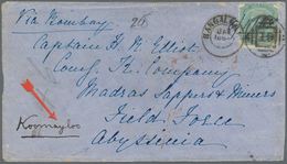 Br Äthiopien: 1868, 8. Jan.: ABYSSINA CAMPAIGN. Marsh To Magdala. Envelope From BANGALORE (India) To Ca - Etiopia