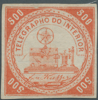 (*) Brasilien - Telegrafenmarken: 1873, 500r. Vermilion, Wm "Lacroix Freres", Fresh Colour, Full Margins - Télégraphes