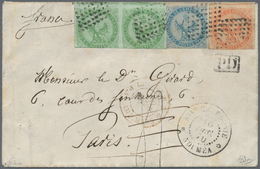 Br Neukaledonien: 1870, 16 Dez.: Samll Envelope To PARIS With Eagles 5 C Pair (rare Usage In New Caledo - Autres & Non Classés