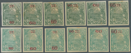 (*) Neukaledonien: 1924, Revaluation Overprints, 60c. On 75c., Group Of Twelve Imperforate Proofs On Ung - Other & Unclassified