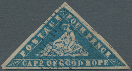 O Kap Der Guten Hoffnung: 1861. 4 Pence "Hope" Blue, Intense Color, Wide Margins All Around, Tied By F - Cape Of Good Hope (1853-1904)