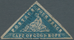 O Kap Der Guten Hoffnung: 1861. 4 Pence "Hope" Blue, Intense Color, Wide Margins All Around, Tied By F - Cap De Bonne Espérance (1853-1904)