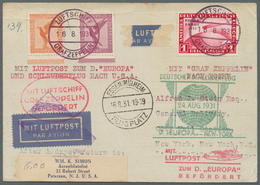 Br Katapult- / Schleuderflugpost: 1931, Combination Cover Zeppelin/Catapult Flight: Card Of Zeppelin "E - Airmail & Zeppelin