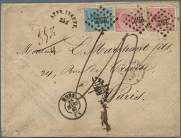Br Belgien: 1867. Envelope Addressed To France Bearing Yvert 18, 20c Ultramarine And Yvert 20, 40c Rose - Altri & Non Classificati