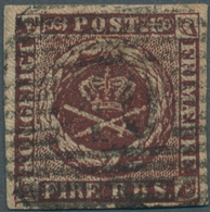 O Dänemark: 1853 HOLSTEIN RAILWAY Numeral Handstamp "40" In Circle Of Bars On Danish "FIRE R.B.S." Bla - Storia Postale