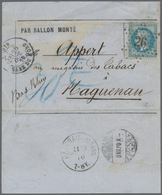 Br Frankreich - Ballonpost: 1870 (25. Oct.) BALLON MONTÉ: Small Printed "PAR BALLON MONTÉ" Letter From - 1960-.... Covers & Documents