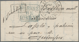 Br Frankreich - Ballonpost: 1870 (5. Oct.) BALLON MONTÉ: Small Stampless Letter From Paris To Quimper, - 1960-.... Covers & Documents