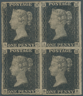 */ Großbritannien: 1840, One Penny Black, Plate V, Very Attractive Block Of 4, Full To Large Margins At - Other & Unclassified