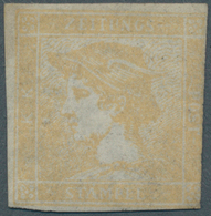 (*) Österreich: 1851, 6 Kreuzer Gelb, Sog. "Gelber Merkur", Dreiseitig Gut, Rechts Angeschnittene Zeitun - Unused Stamps