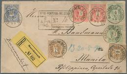 Br Österreich: 1883, Buntfrankiertes Doppeladler 30 Kr.-Einschreiben Von "MARCHTRENK 6/4 90" Nach MANIL - Neufs