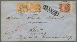 Br Schweden: 1868, 24ö. Orange Vertical Pair And Single Stamp 20ö. Red, 68ö. Rate Of Cover From "STOCKH - Unused Stamps