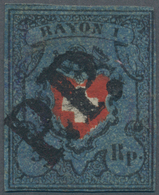 O Schweiz: 1850 5 Rp. Schwarz/dunkelziegelrot/violettblau Ohne Kreuzeinfassung, Type 26, Gebraucht Und - Unused Stamps