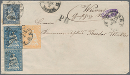 Br Schweiz: 1862, Strubel Berner Druck 2x 10 Rp, Preußischblau In Jeweils Leicht Verschiedenen Farbtöne - Unused Stamps