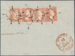 Brfst Spanien: 1850: Coruna. Large Fragment Of A Judical File Franked With 4 X 4 Reales Red, Tied With The - Gebruikt