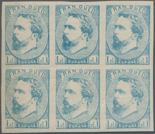 * Spanien - Carlistische Post: 1873: 1 Real Blue. Block Of Six, Unimportant Very Small Needle Point In - Carlisti