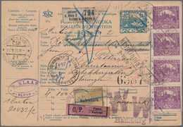 GA Tschechoslowakei: 1920 Komplette Paketkarte 10 H. (Hradschin-Ausgabe) Für Ein Wertpaket (2400 Kr.) V - Storia Postale