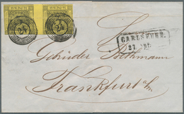 Br Baden - Marken Und Briefe: 1851: Eine BADEN-BRÜCKE Der 3 Kr. Auf Gelb Mit 7 Mm Waagerechtem ZWISCHEN - Altri & Non Classificati