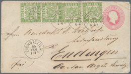 GA Baden - Marken Und Briefe: 1866/68: Ganzsachenumschlag 3 Kreuzer Rosa Mit Zusatzfrankatur 1 Kreuzer - Other & Unclassified