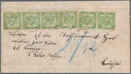 Br Baden - Marken Und Briefe: 1868: 1 Kreuzer Hellgrün, 3 Waagerechte Paare Als Seltene Mehrfachfrankat - Autres & Non Classés