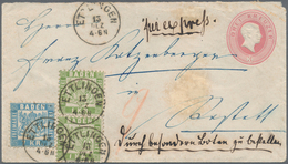 GA Baden - Marken Und Briefe: 1868: Ganzsachenumschlag 3 Kr. Rosa Mit Zusatzfrankatur 1 Kr. Lebhaftgrün - Other & Unclassified