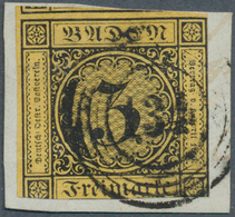 Brfst Baden - Nummernstempel: 1851, ERSTAUFLAGE 3 Kr. Orangegelb Mit "134" (Stadel Oder Brennet) Nur 4 Stü - Other & Unclassified