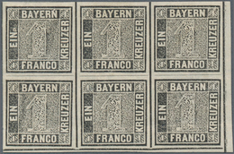 * Bayern - Marken Und Briefe: 1849, Ziffernzeichnung 1 Kr. Grauschwarz Auf Weiß, Platte 1, Ungebraucht - Andere & Zonder Classificatie