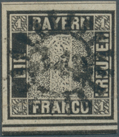 O Bayern - Marken Und Briefe: 1849, Bayern Einser 1 Kr. Schwarz, Platte 1 Mit Unten DOPPELTER TRENNLIN - Otros & Sin Clasificación