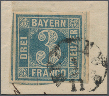 Brfst Bayern - Marken Und Briefe: 1849, 3 Kreuzer Blau, Platte 1 Auf Brieftück Mit ERSTTAGS-STEMPEL "NEUHA - Other & Unclassified