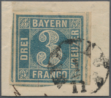 Brfst Bayern - Marken Und Briefe: 1849, 3 Kreuzer Blau, Platte 1 Auf Brieftück Mit ERSTTAGS-STEMPEL "NEUHA - Andere & Zonder Classificatie