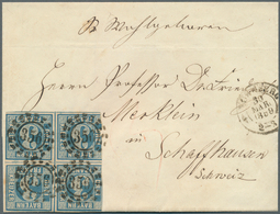 /Br Bayern - Marken Und Briefe: 1850, VIERERBLOCK 3 Kreuzer Blau Platte II Auf Brief Nach Schaffhausen/S - Other & Unclassified