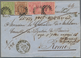 Br Bayern - Marken Und Briefe: 1857:1 Kr. Rosa, Platte 1, Zwei Einzelstücke, Zusammen Mit 6 Kr Braun, T - Other & Unclassified