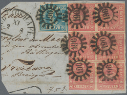 Brfst Bayern - Marken Und Briefe: 1850, 1 Kreuzer In B-Farbe Dunklerosa GESTEMPELTER SECHSERBLOCK Mit GMR - Other & Unclassified