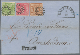 Br Bayern - Marken Und Briefe: 1862, Ziffern-Ausgabe 1 Kr. Dunkelrosa, 6 Kr. Braun Und 9 Kr. Gelbgrün A - Autres & Non Classés