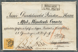 Br Bayern - Marken Und Briefe: 1850, 18 Kreuzer, Gelborange, Vierseitig Sehr Breitrandig Geschnitten, T - Other & Unclassified
