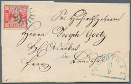 Br Bayern - Marken Und Briefe: 1862, 3 Kr. Rot Auf Luxus-Brief Mit Je BLAUEM Geschl. Mühlrad "591" Und - Otros & Sin Clasificación