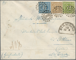 Br Bayern - Marken Und Briefe: 1862, Ziffern-Ausgabe 6 Kr. Blau, 9 Kr. Ockerbraun Und 12 Kr. Grün Auf B - Other & Unclassified