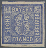 * Bayern - Marken Und Briefe: 1862, PROBEDRUCK Der 6 Kreuzer In Ultramarin Statt Blau, Ungebraucht Mit - Other & Unclassified