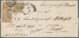 Br Bayern - Marken Und Briefe: 1862: 9 Kreuzer Ockerbraun, 3 Exemplare Auf Faltbrief Nach Mittersill, T - Other & Unclassified