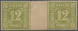 * Bayern - Marken Und Briefe: 1862, 12 Kreuzer Dunkelgelbgrün Als Waagrechte BAYERN-BRÜCKE Mit 13,5 Mm - Altri & Non Classificati