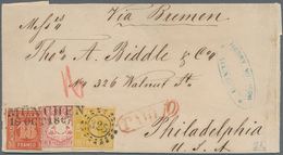 Br Bayern - Marken Und Briefe: 1862, Ziffern-Ausgabe 18 Kr. Orangerot Und 1 Kr. Gelb, Platte 1 Zusammen - Other & Unclassified