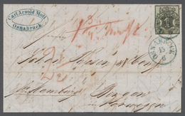 Br Hannover - Marken Und Briefe: 1851, 1 Gute Groschen Schwarz Auf Blaugrün Auf Faltbrief Von Hannover - Hanovre
