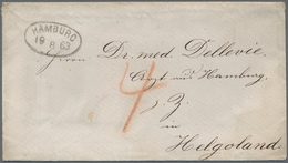Br Helgoland - Vorphilatelie: 1863, Couvert Mit Ovalstempel "HAMBURG 19 8 63" Und Taxvermerk "4" Shilli - Héligoland