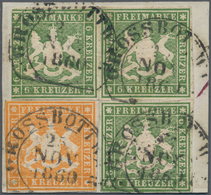 Brfst Württemberg - Marken Und Briefe: 1859, Wappen 6 Kr. Ohne Seidenfaden In B-Farbe Dunkelolivgrün Im Ge - Otros & Sin Clasificación